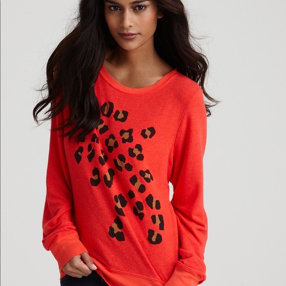Wildfox Tops - Wildfox Leopard Spots Red Jumper Sweatshirt XS